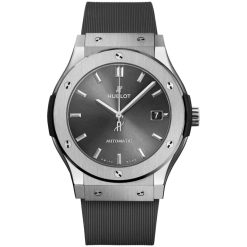 Hublot Classic Fusion Titanium 45mm Grey Dial Rubber Strap Watch HUB1112 511.NX.7071.RX