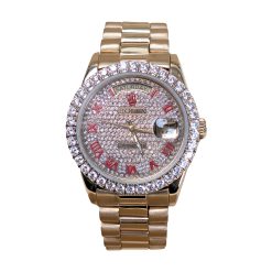 Rolex 36mm 18038 Day-Date Aftermarket Iced Out Dial and Bezel