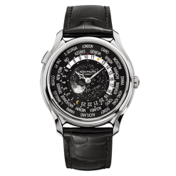 Patek Philippe World Time 5575G White Gold Black Dial Leather Watch