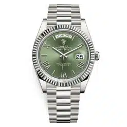 Rolex Day-Date 228239-0033 Olive Green Roman 40mm White Gold Mens Watch