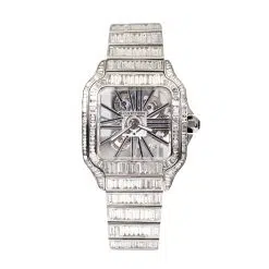 Cartier WHSA0026 Aftermarket Baguette cut Natural Diamonds Skeleton Large Watch