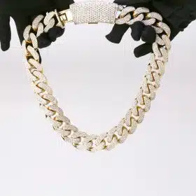 Old Cuban Chain Iced Out Diamond 20" 14kt. Gold Necklace