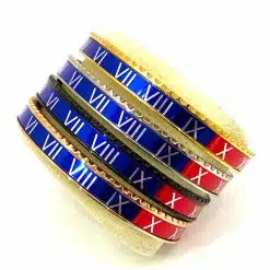Speedometer Style Bracelet 1pcs Stainless Steel Watch Bangle, Red-Blue