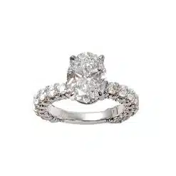 4.51 tcw Oval and Round Cut Natural Diamonds Engagement Ring Set in Platinum