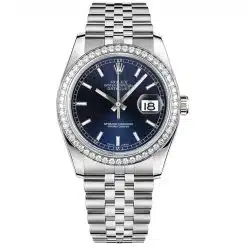 Rolex Datejust 116244-0063 Blue 36mm Dial Diamond Set Bezel Oystersteel Jubilee Bracelet Watch