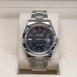 Alternative view of Rolex Datejust 116300-0006 Stainless Steel Black Roman Dial