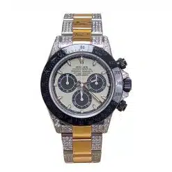 Rolex Daytona 116523 Custom Dial Black PVD Bezel Aftermarket Iced Out Bracelet and Lugs