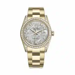 Rolex Day-Date 118388 Meteorite Diamond Dial Yellow Gold Oyster Bracelet 36mm Watch