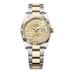 Rolex Datejust 126233-0038 Golden Palm Motif Dial 36mm Fluted Bezel Two-Tone Oyster Bracelet Watch