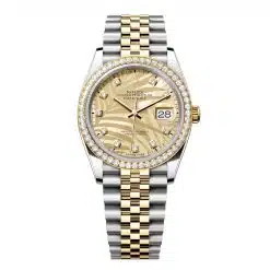 Rolex Datejust 126283RBR-0029 Golden Palm Motif Set with Diamonds Dial Diamond-Set Bezel Jubilee Bracelet Watch