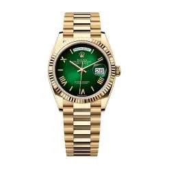 Rolex Day-Date 128238-0118 Green ombré Dial Yellow Gold President Bracelet