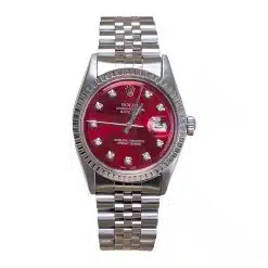 Rolex Datejust 1603 Aftermarket Red Diamond Dial 36mm Stainless Steel Watch
