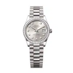 Rolex Datejust 278289RBR-0021 Silver Set with Diamonds 31mm Dial Set with Diamonds Bezel 18 kt White Gold President Bracelet Watch
