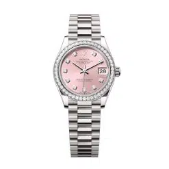Rolex Datejust 278289RBR-0022 Pink Set with Diamonds 31mm Dial Set with Diamonds Bezel 18 kt White Gold President Bracelet Watch