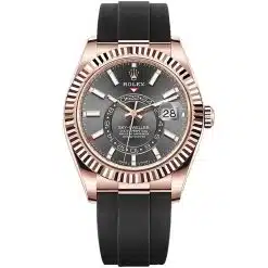 Rolex Sky-Dweller 326235 42mm fluted bezel Rhodium Dial Men's Watch