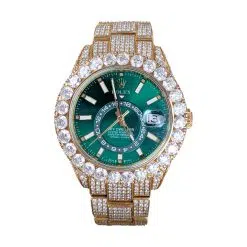 Rolex Sky-Dweller 326938 42mm Aftermarket Green Dial Iced Out Mens Watch