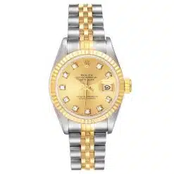 Rolex Datejust 69173 Champagne Diamond Dial 18k Yellow Gold And Stainless Steel Watch
