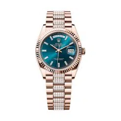Rolex Day Date 128235-0086 Blue-Green Diamonds Dial & Bracelet