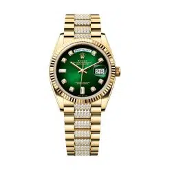 Rolex Day-Date 128238-0070 Green Ombré Dial Diamond Bracelet
