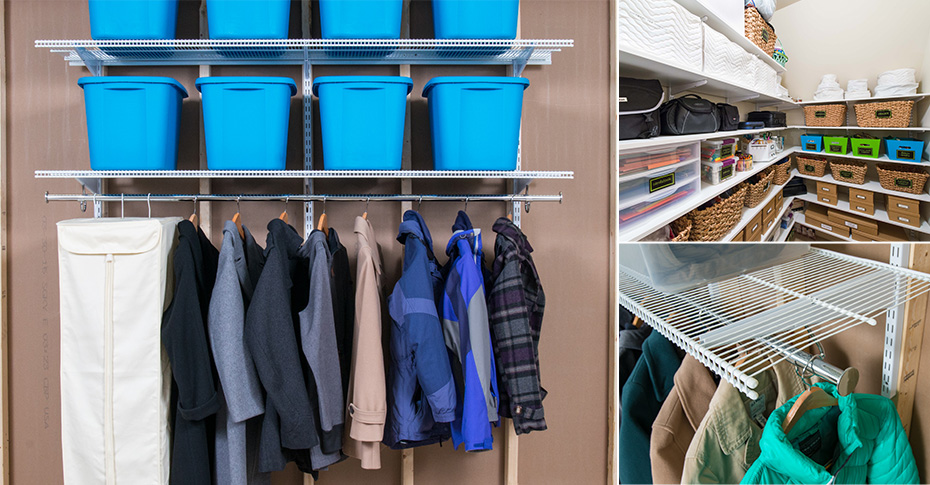 College of three basement storage areas. Two with freedomRail in White one with Select in White.